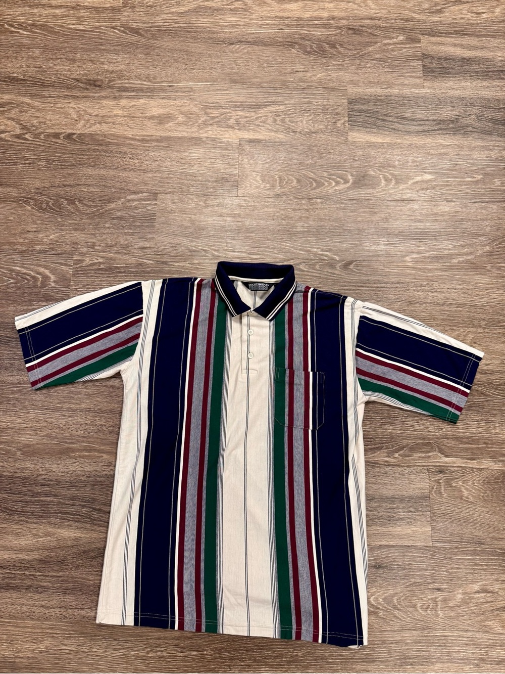 Vintage Knightsbridge Striped Polo Shirt Men's Large Pocket 90s Preppy Golf